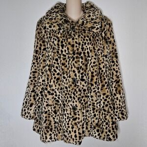 Gallery Faux Fur Leopard Print Coat Jacket